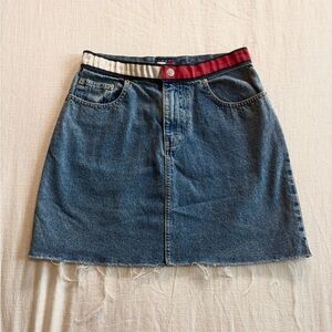 Vintage Tommy Hilfiger Denim Skirt with Red and White Stripe
